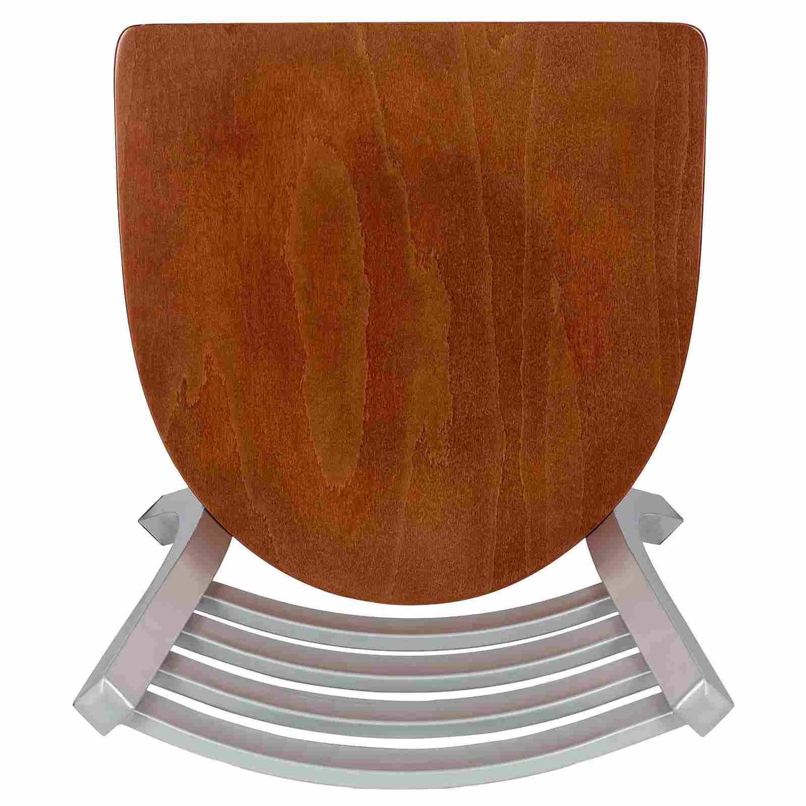 Chivari Ladder Back Restaurant Chair with Silver Frame and Cherry Wood Seat CLMSWCW-ZF-KT