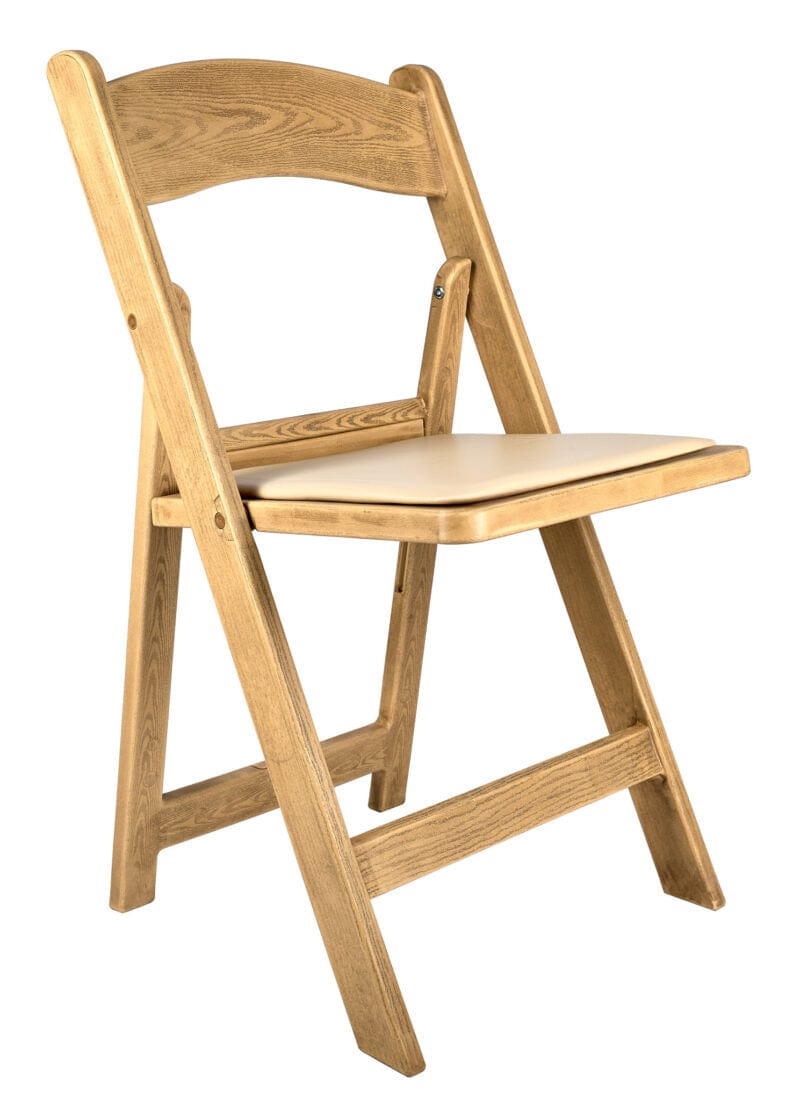 Natural Resin WoodGrain™ Folding Chair with Tan Cushion