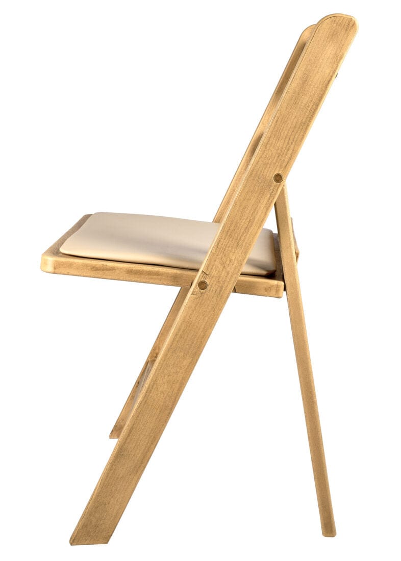 Chivari Natural Resin WoodGrain™ Folding Chair with Tan Cushion CFRNB-I-AX-T