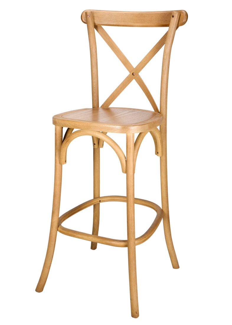 Chivari Chestnut Wood Cross Back Barstool BXWC-ZG-T