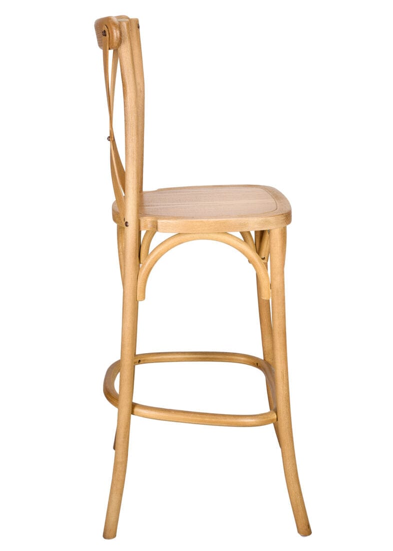 Chivari Chestnut Wood Cross Back Barstool BXWC-ZG-T