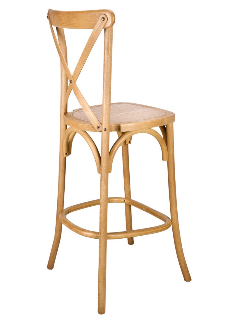 Chivari Chestnut Wood Cross Back Barstool BXWC-ZG-T