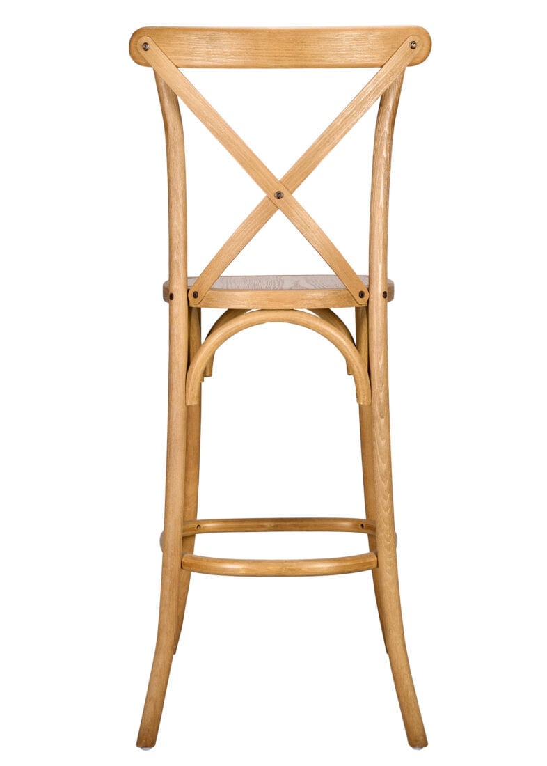 Chivari Chestnut Wood Cross Back Barstool BXWC-ZG-T