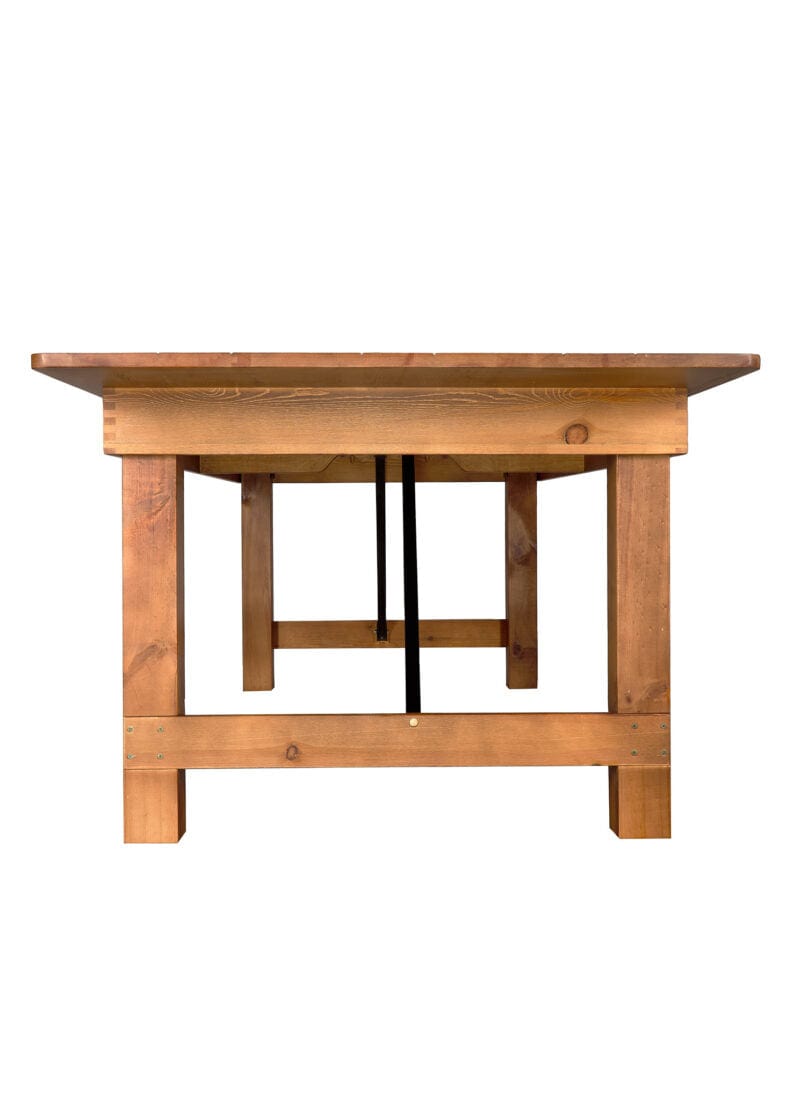 Chivari 96" x 40" (8 Foot) Chestnut Rectangle Straight Leg Wood Farm Table TFARMRT9640-CHESTNUT-S-LEG-AX-T