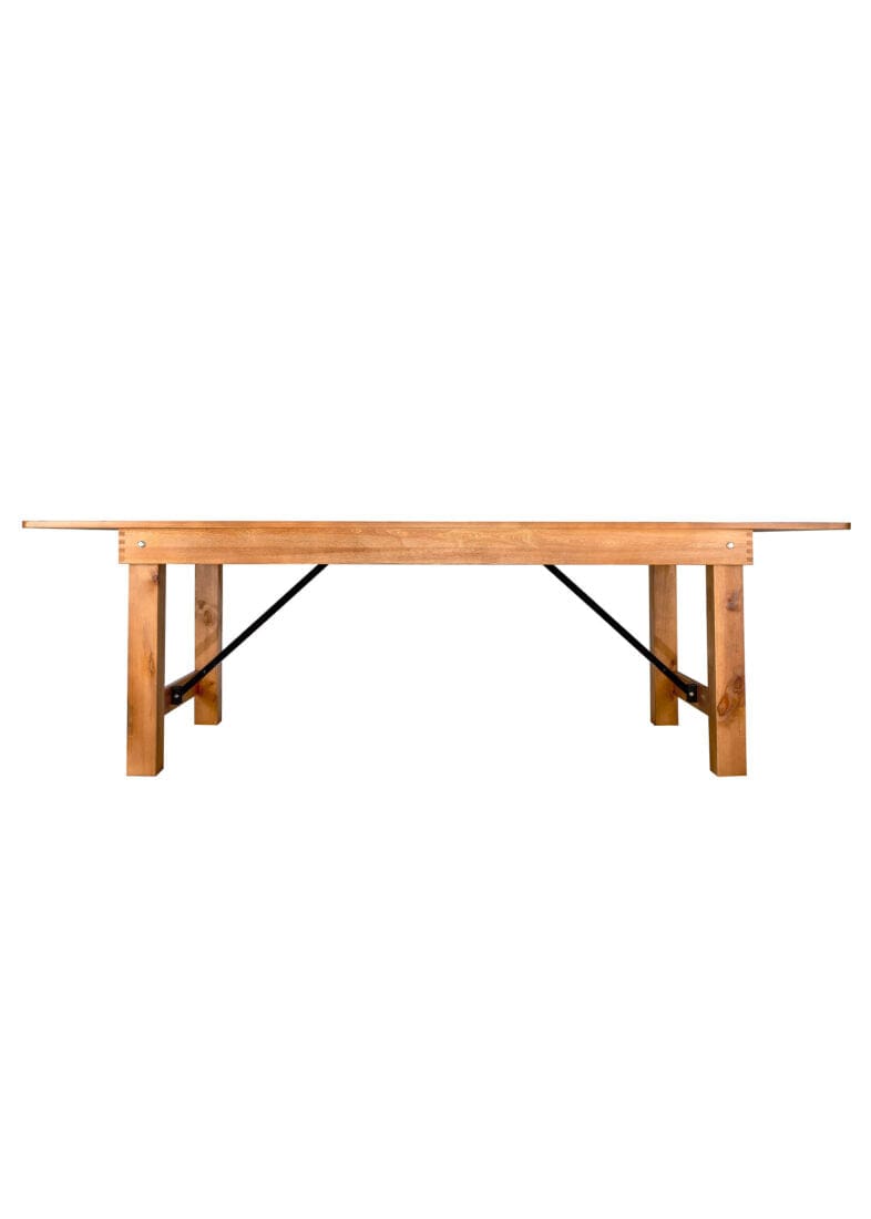 Chivari 96" x 40" (8 Foot) Chestnut Rectangle Straight Leg Wood Farm Table TFARMRT9640-CHESTNUT-S-LEG-AX-T