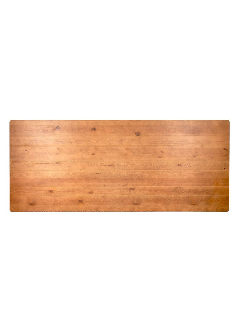 Chivari 96" x 40" (8 Foot) Chestnut Rectangle Straight Leg Wood Farm Table TFARMRT9640-CHESTNUT-S-LEG-AX-T