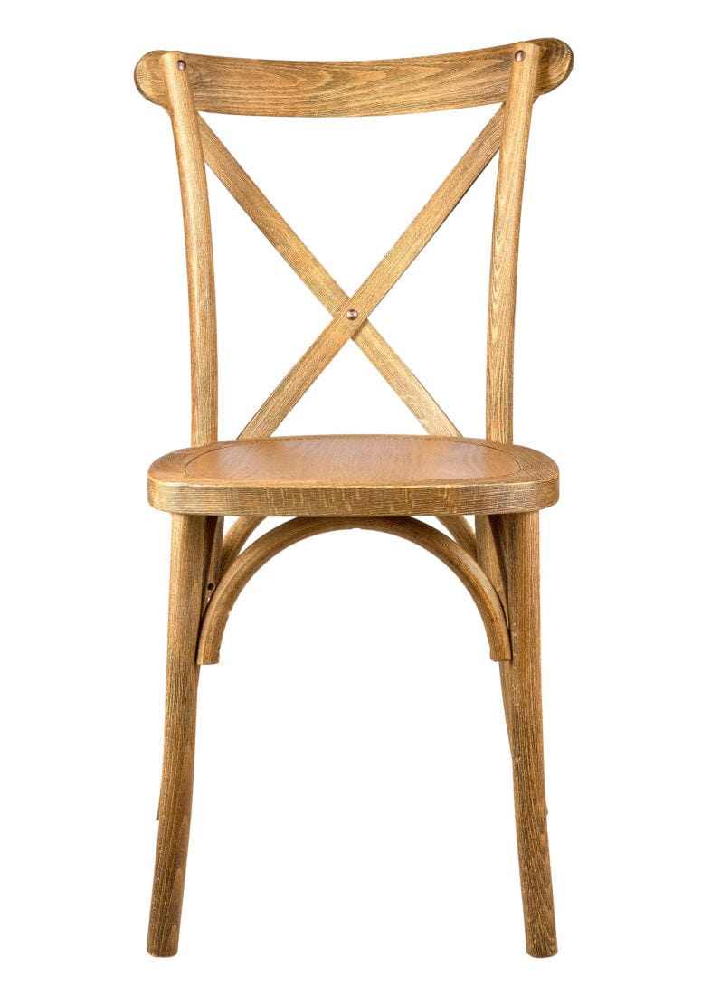 Chivari 24 Pack Chestnut ToughWood™ Cross Back Chair CXWC-AX-T-24