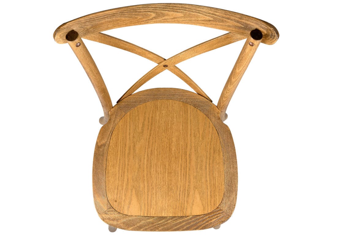 Chivari 24 Pack Chestnut ToughWood™ Cross Back Chair CXWC-AX-T-24