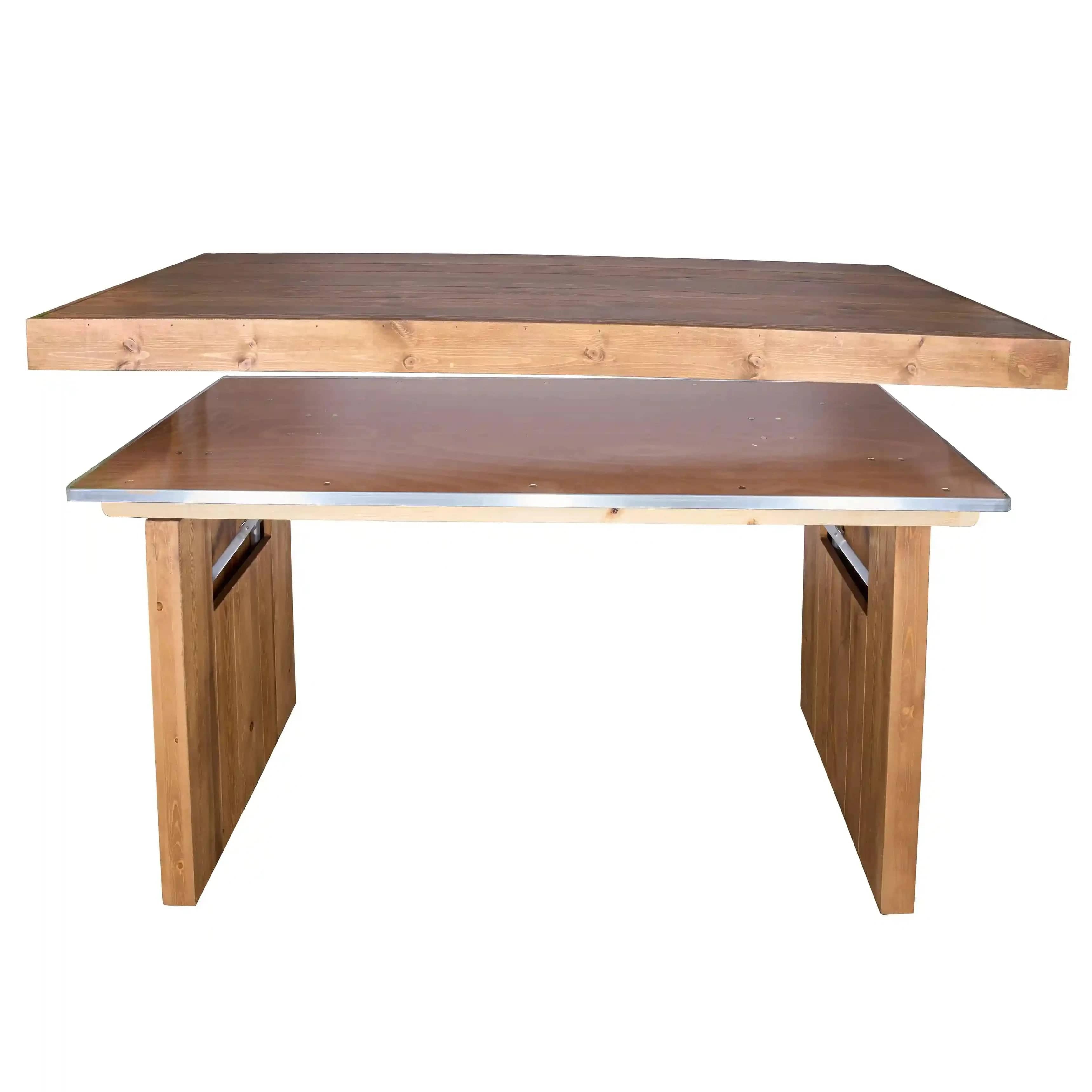 Chivari 72" x 30" Chestnut Farm Table Conversion Kit for Banquet Tables TFARMCKT7230-CHT-AX-T