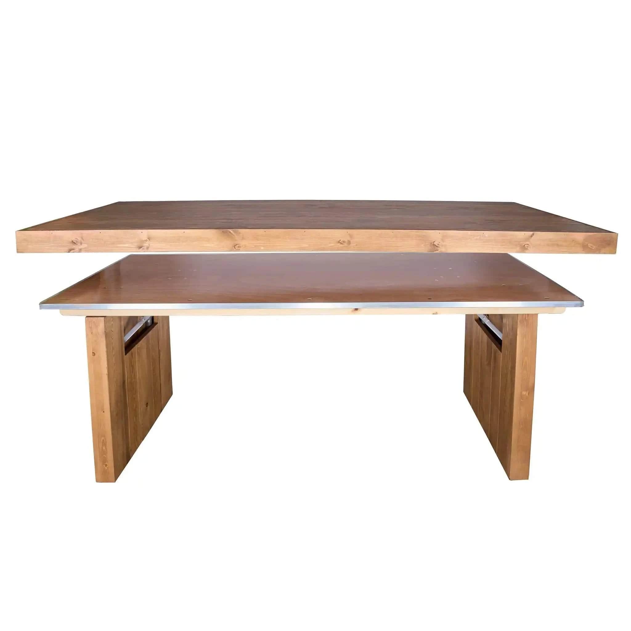 Chivari 96" x 30" Chestnut Farm Table Conversion Kit for Banquet Tables TFARMCKT9630-CHT-AX-T