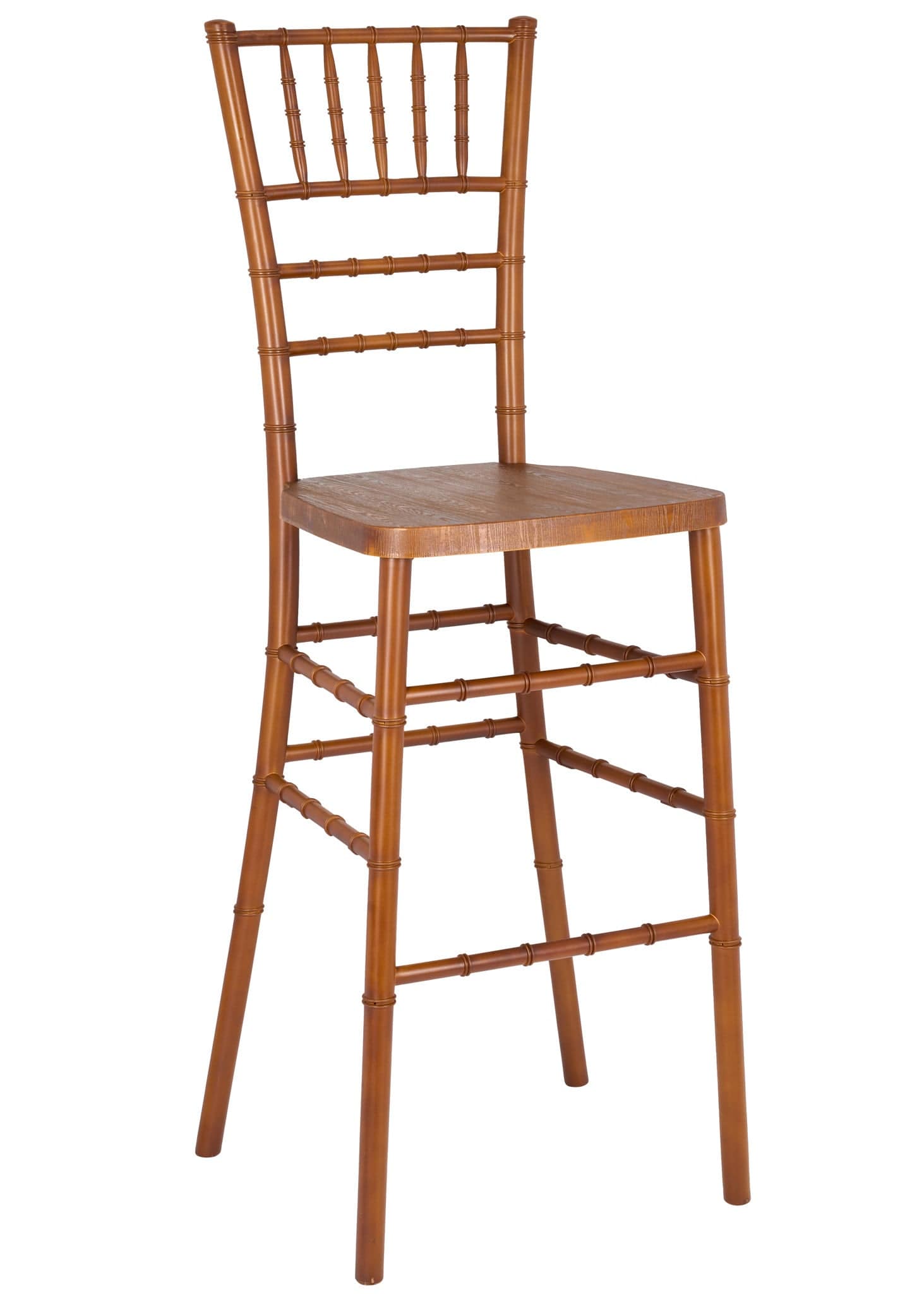 Chivari Chestnut WoodGrain™ Resin Steel Skeleton™ Chiavari Barstool BCRCB-ST-AX-T
