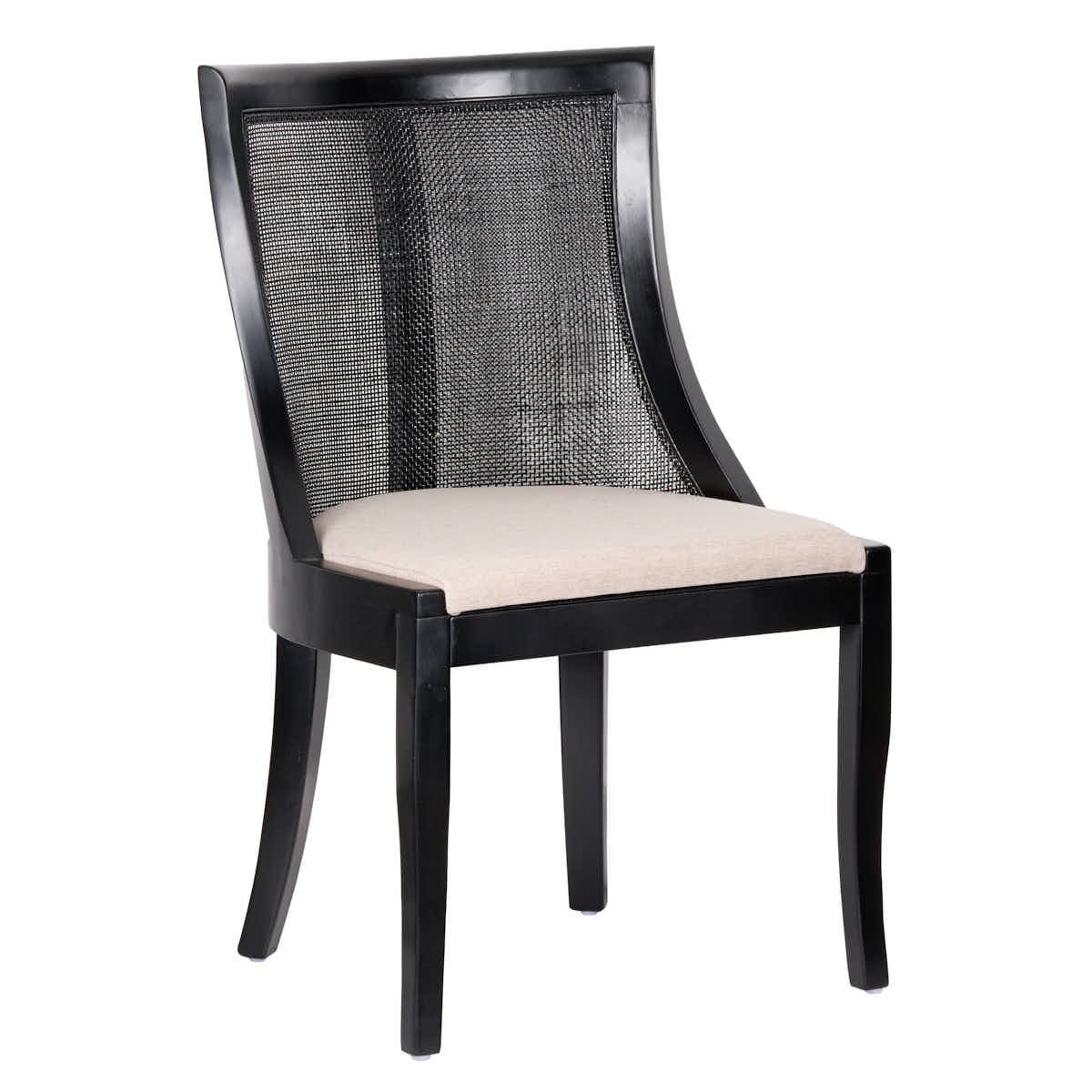 Chivari Black Hampton Wood Chair with Beige Fabric Cushion CHWB-BEGF-KT
