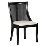 Black Hampton Wood Chair with Ivory Fabric Cushion