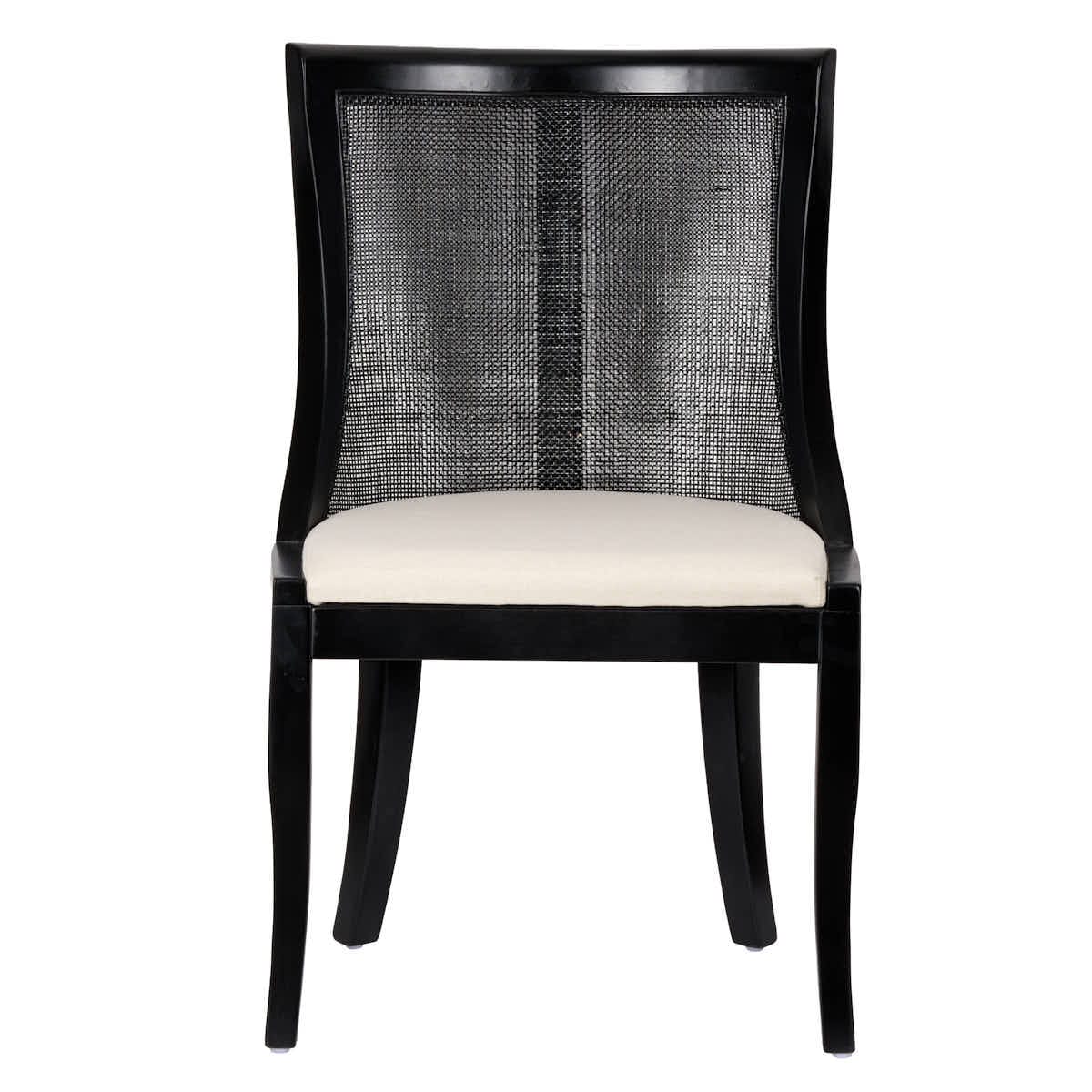 Chivari Black Hampton Wood Chair with Ivory Fabric Cushion CHWB-IVYF-KT