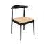 Black Wood Horn Chair with Natural Rope Seat