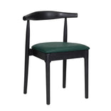 Black Wood Horn Chair with Hunter Green Vinyl Cushion