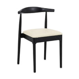 Black Wood Horn Chair with Ivory Vinyl Cushion