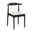 Black Wood Horn Chair with Ivory Vinyl Cushion