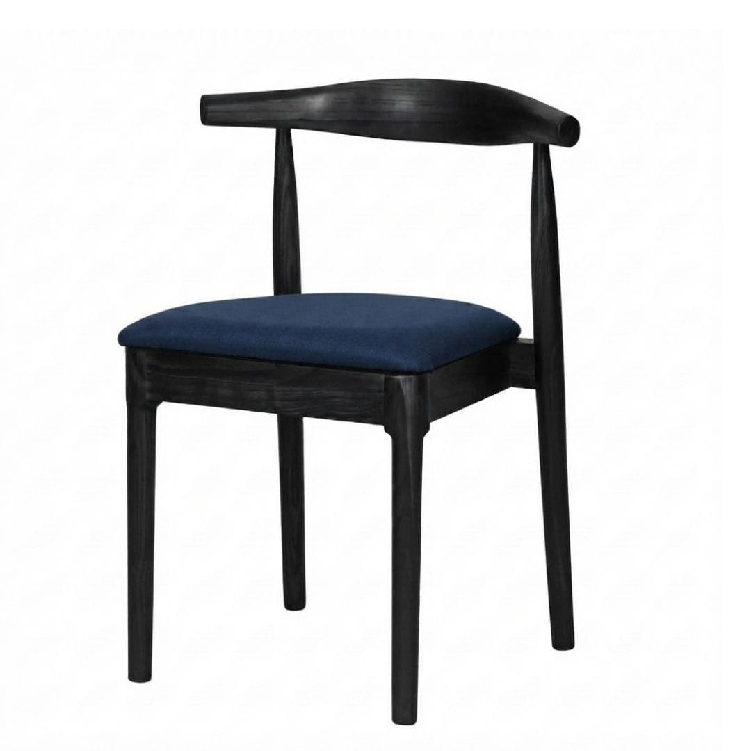 Chivari Black Wood Horn Chair with Navy Blue Vinyl Cushion CHWBL-SHVNB-KT