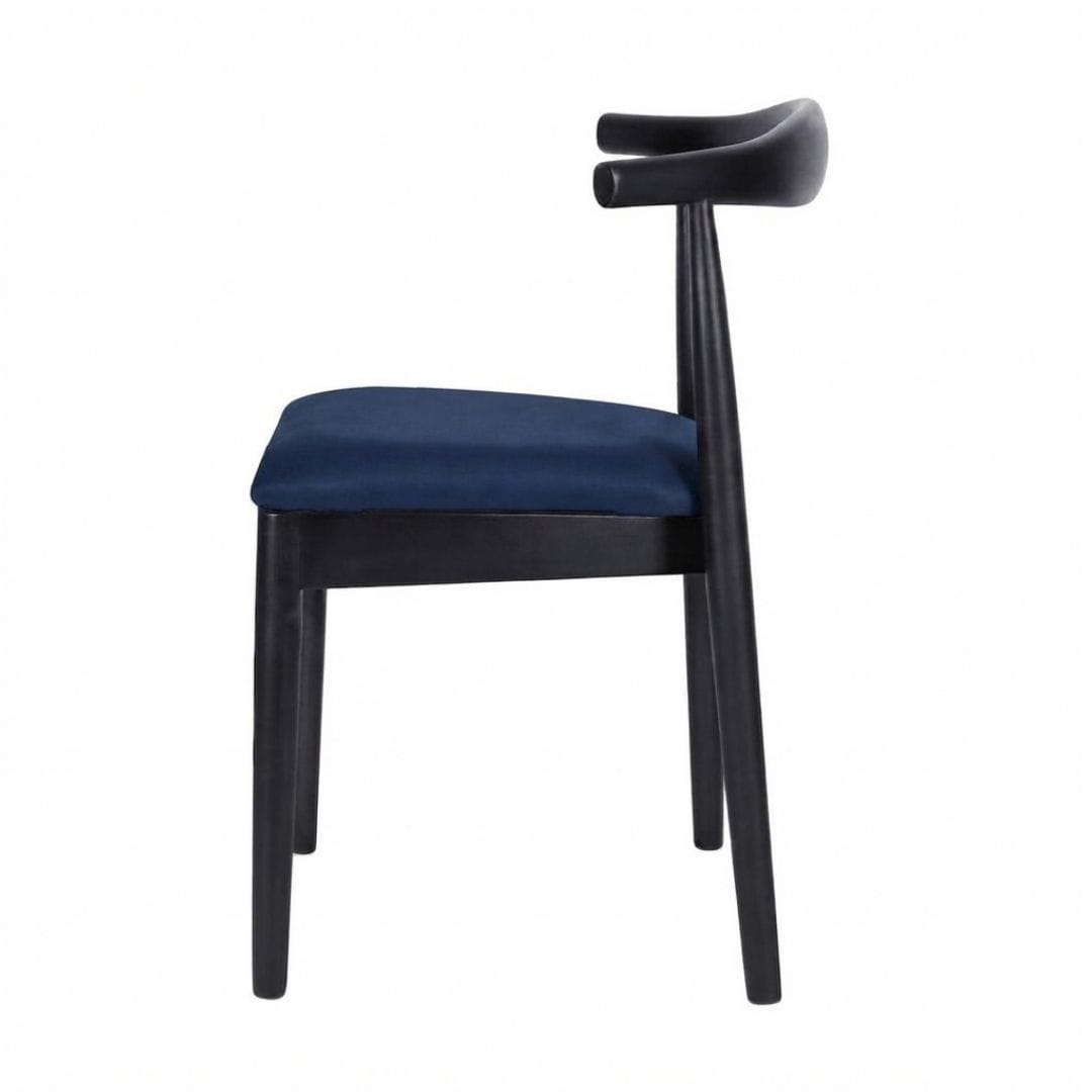 Chivari Black Wood Horn Chair with Navy Blue Vinyl Cushion CHWBL-SHVNB-KT