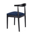 Chivari Black Wood Horn Chair with Navy Blue Vinyl Cushion CHWBL-SHVNB-KT