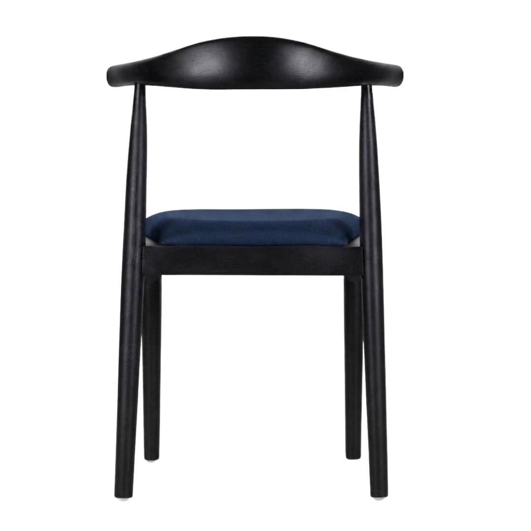 Chivari Black Wood Horn Chair with Navy Blue Vinyl Cushion CHWBL-SHVNB-KT