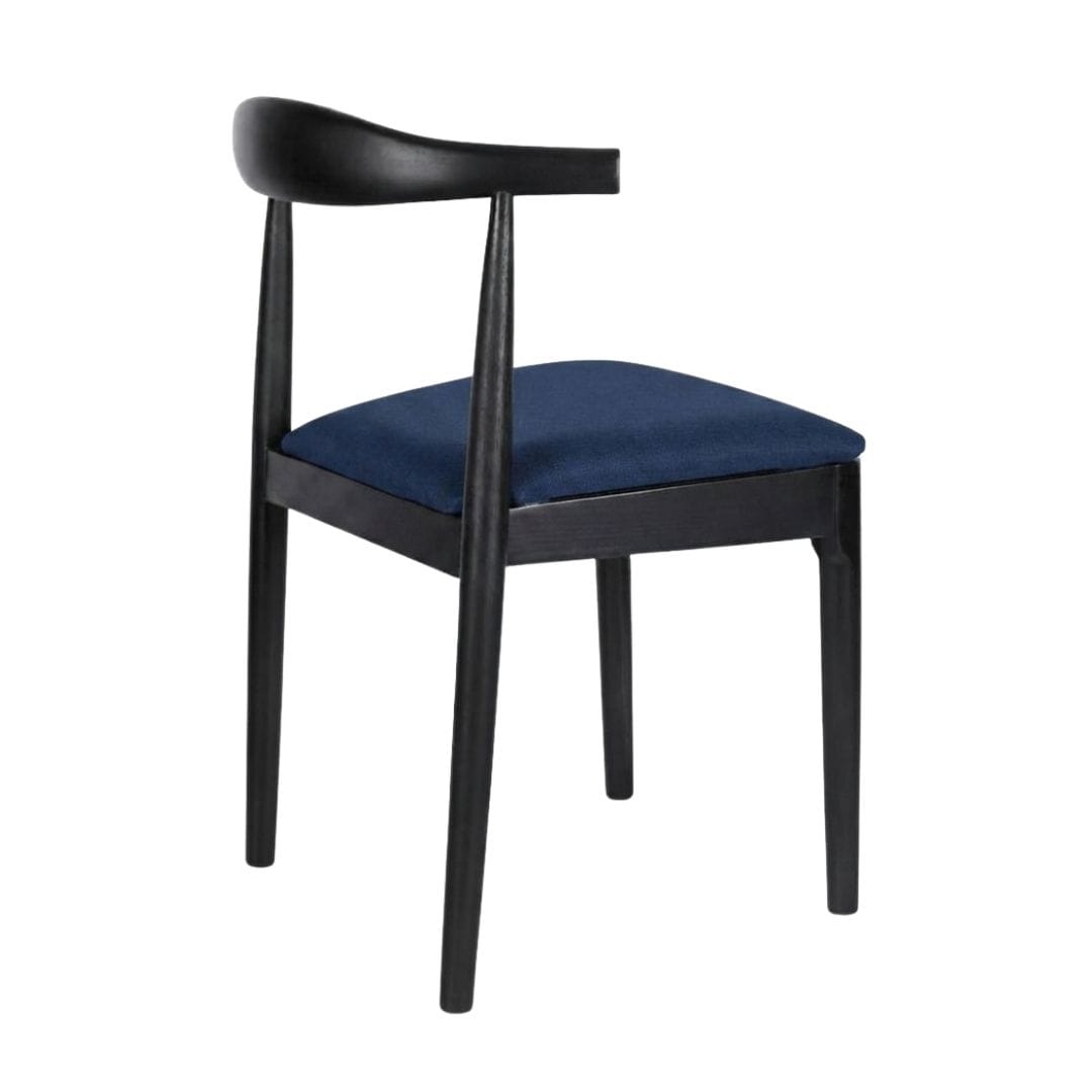 Chivari Black Wood Horn Chair with Navy Blue Vinyl Cushion CHWBL-SHVNB-KT