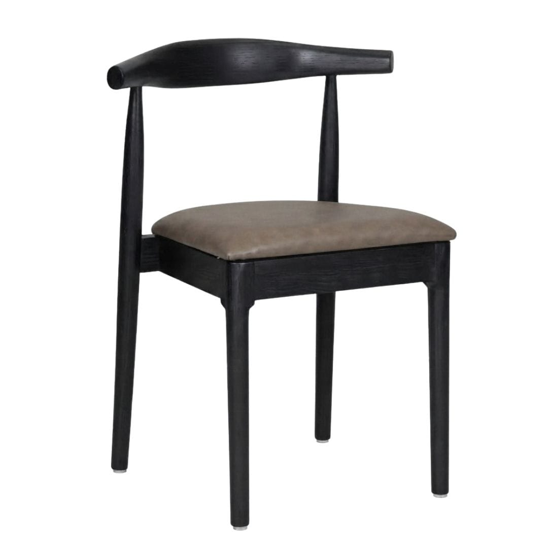 Chivari Black Wood Horn Chair with Taupe Vinyl Cushion CHWBL-SHVTP-KT