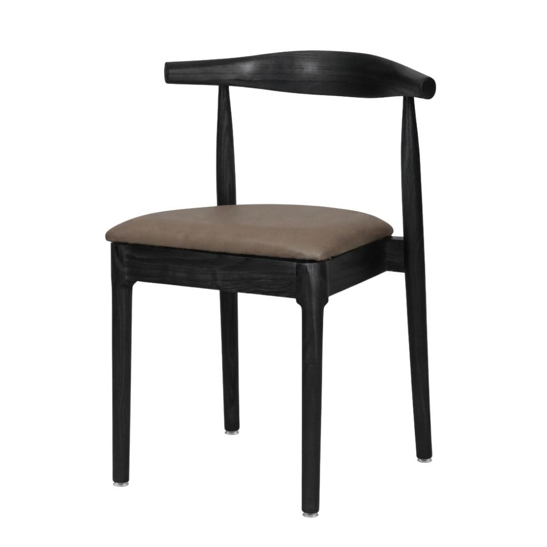 Chivari Black Wood Horn Chair with Taupe Vinyl Cushion CHWBL-SHVTP-KT
