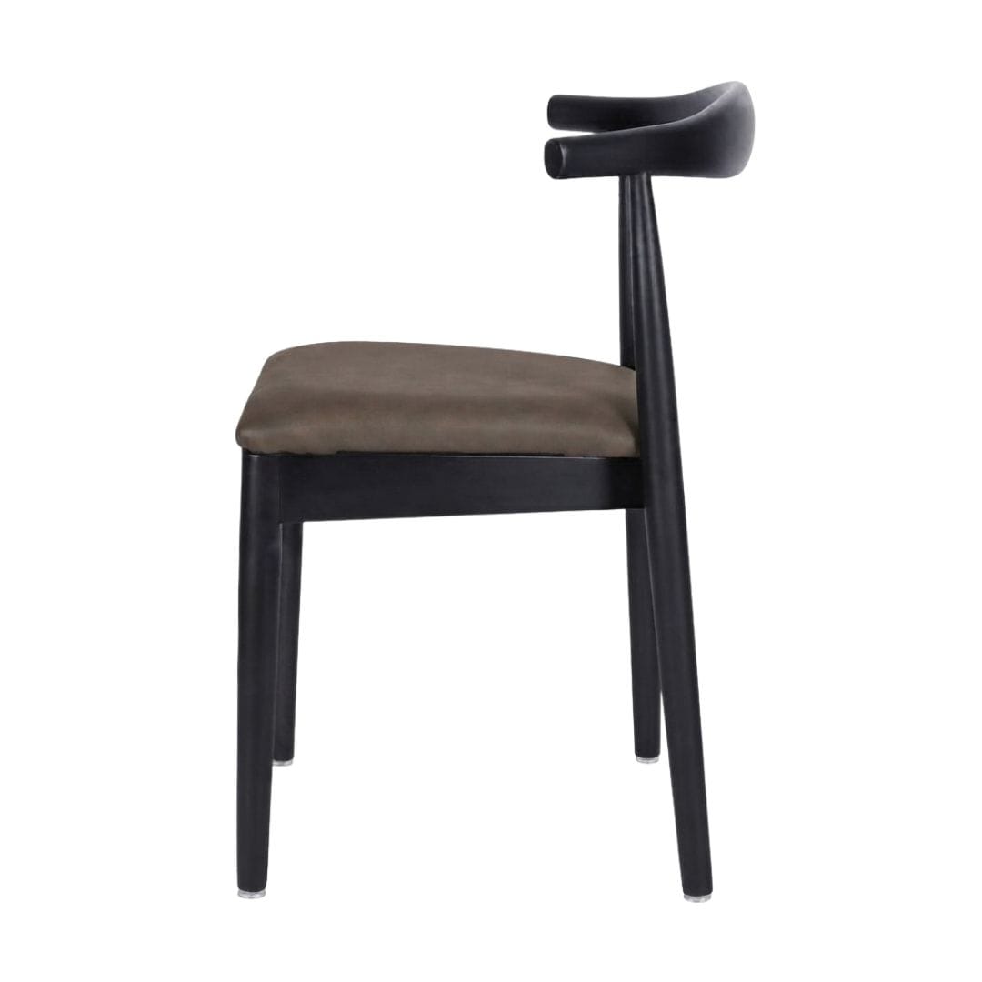 Chivari Black Wood Horn Chair with Taupe Vinyl Cushion CHWBL-SHVTP-KT