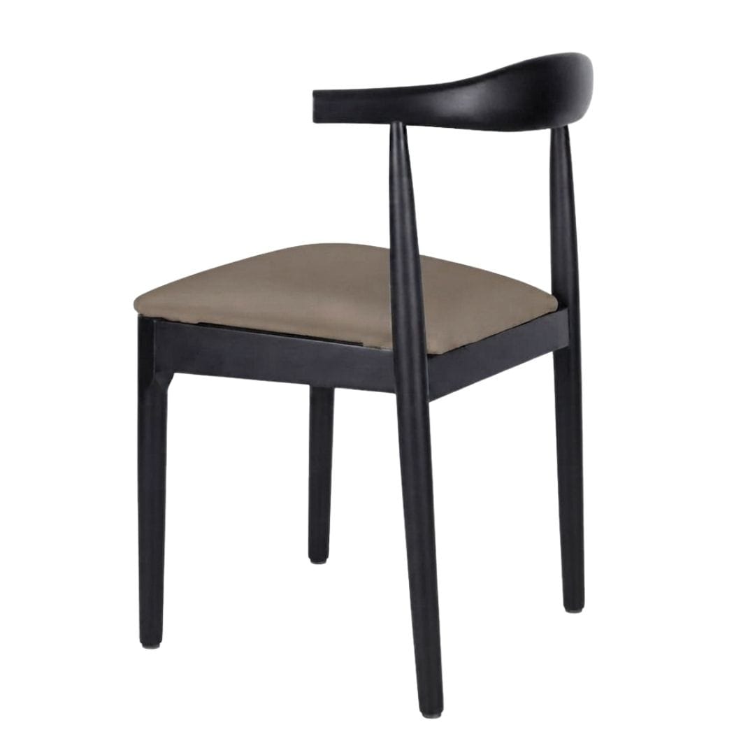 Chivari Black Wood Horn Chair with Taupe Vinyl Cushion CHWBL-SHVTP-KT