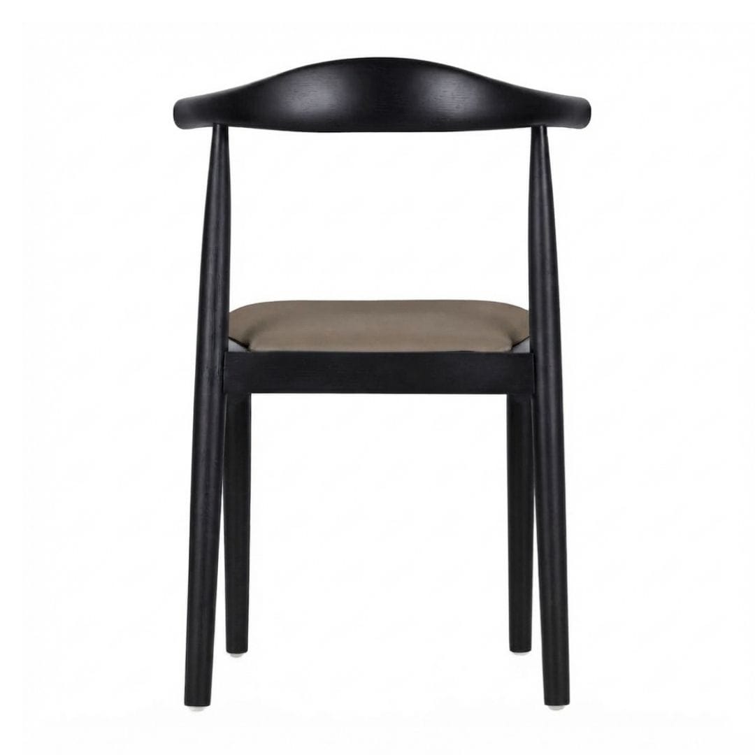 Chivari Black Wood Horn Chair with Taupe Vinyl Cushion CHWBL-SHVTP-KT