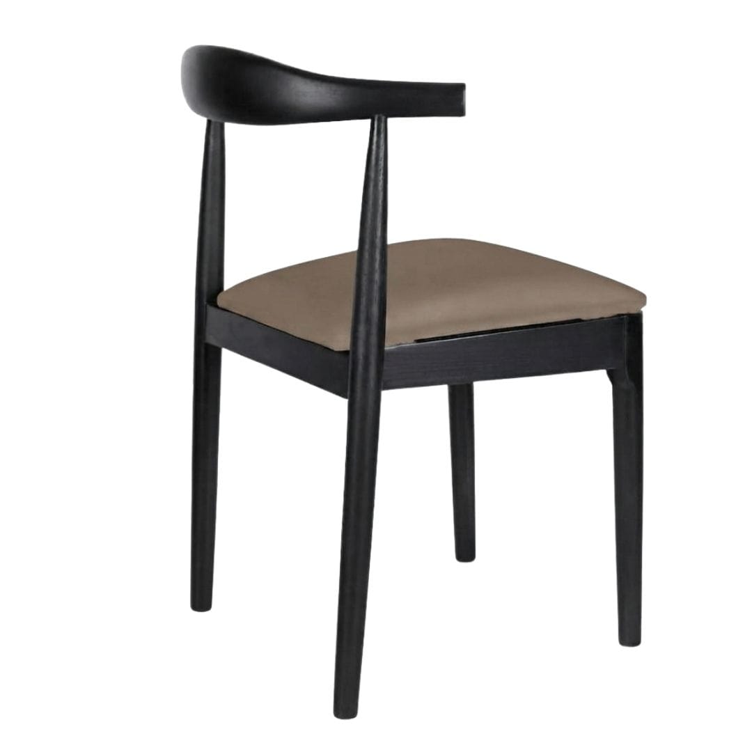 Chivari Black Wood Horn Chair with Taupe Vinyl Cushion CHWBL-SHVTP-KT