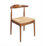 Chestnut Wood Horn Chair with Natural Rope Seat