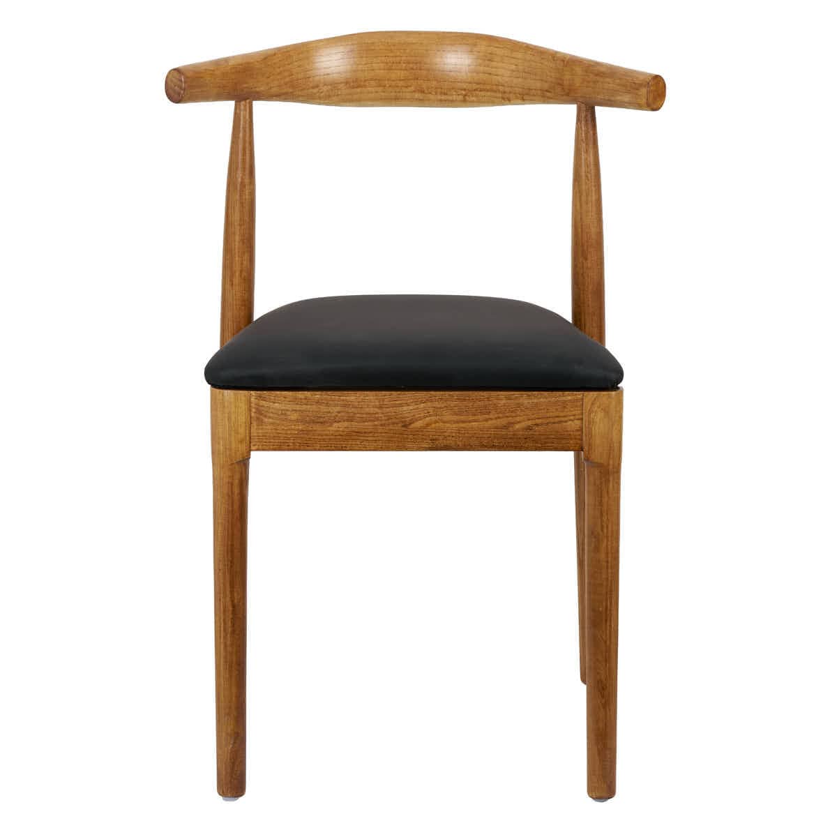 Chivari Chestnut Horn Wood Chair with Black Vinyl Cushion CHWC-SHVBL-KT