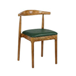 Chestnut Wood Horn Chair with Hunter Green Vinyl Cushion