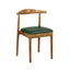 Chestnut Wood Horn Chair with Hunter Green Vinyl Cushion