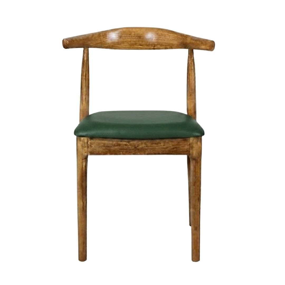 Chivari Chestnut Wood Horn Chair with Hunter Green Vinyl Cushion CHWC-SHVHG-KT
