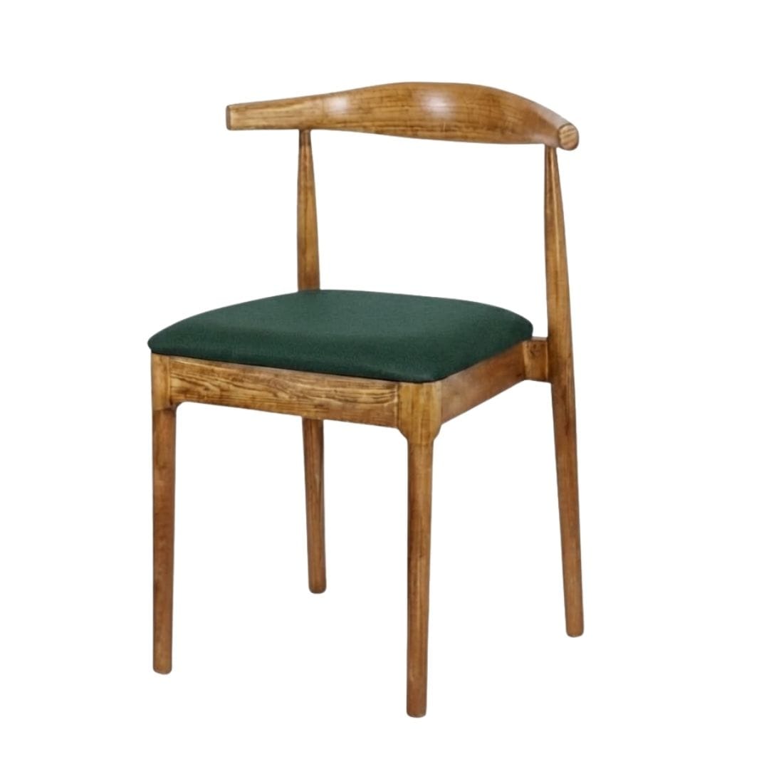 Chivari Chestnut Wood Horn Chair with Hunter Green Vinyl Cushion CHWC-SHVHG-KT