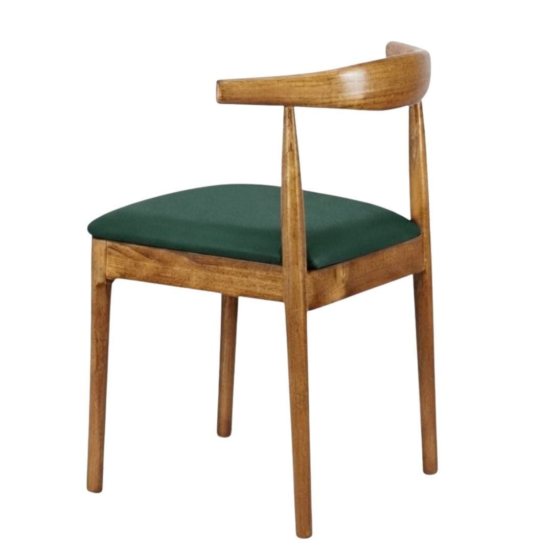 Chivari Chestnut Wood Horn Chair with Hunter Green Vinyl Cushion CHWC-SHVHG-KT