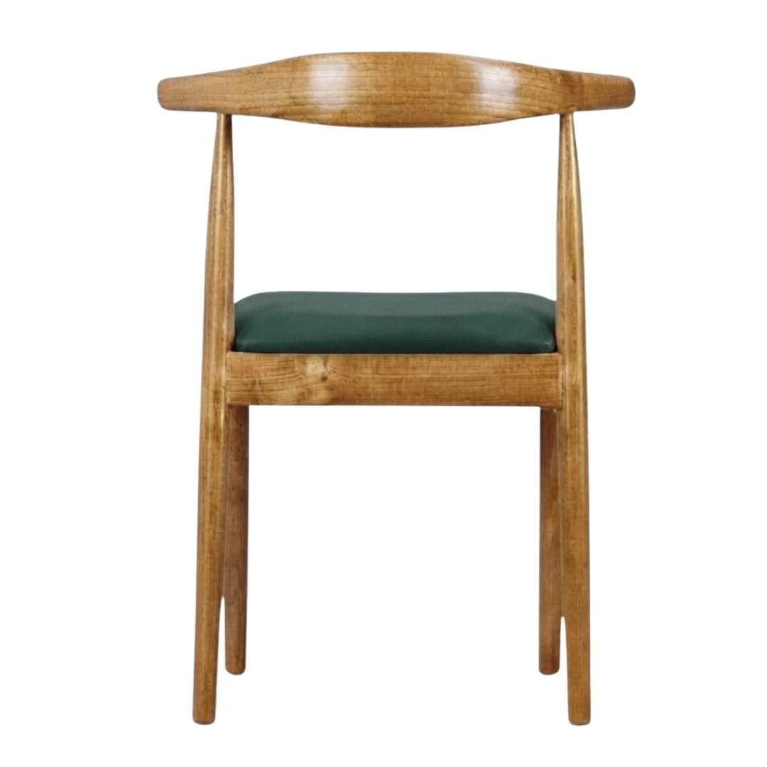 Chivari Chestnut Wood Horn Chair with Hunter Green Vinyl Cushion CHWC-SHVHG-KT