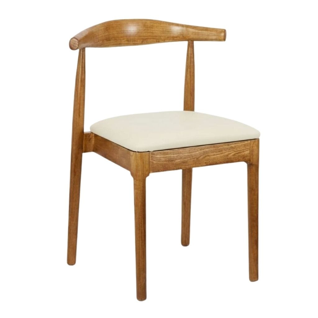 Chivari Chestnut Horn Wood Chair with Ivory Vinyl Cushion CHWC-SHVIV-KT
