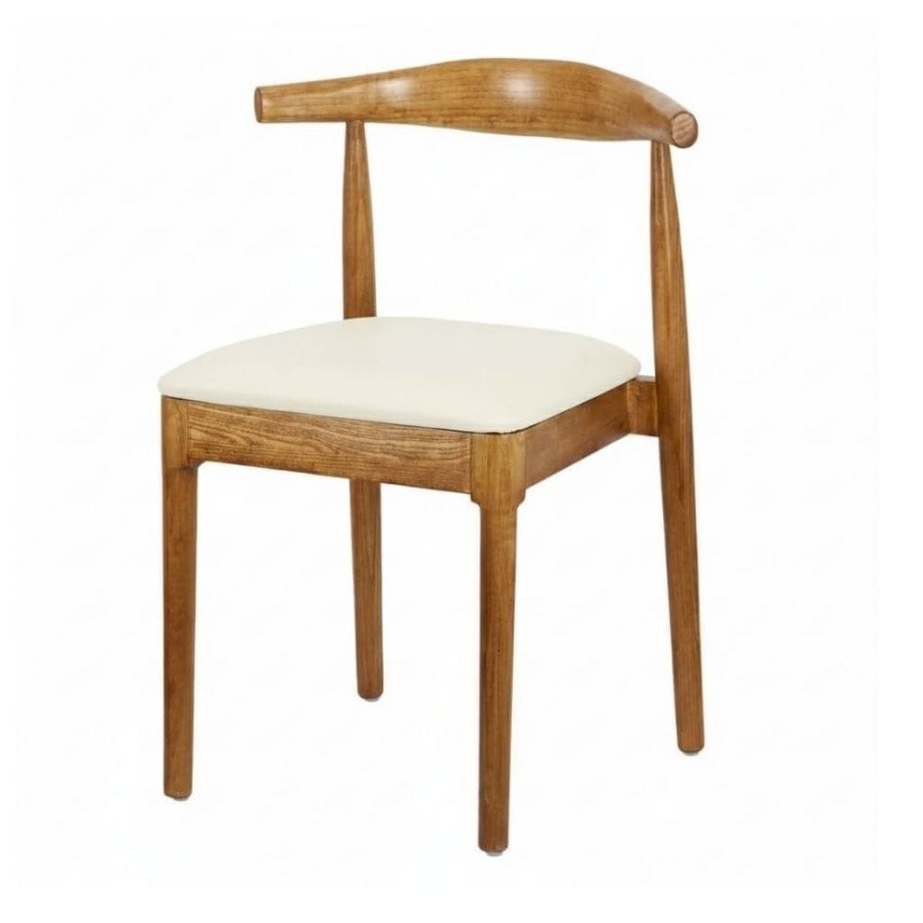 Chivari Chestnut Horn Wood Chair with Ivory Vinyl Cushion CHWC-SHVIV-KT