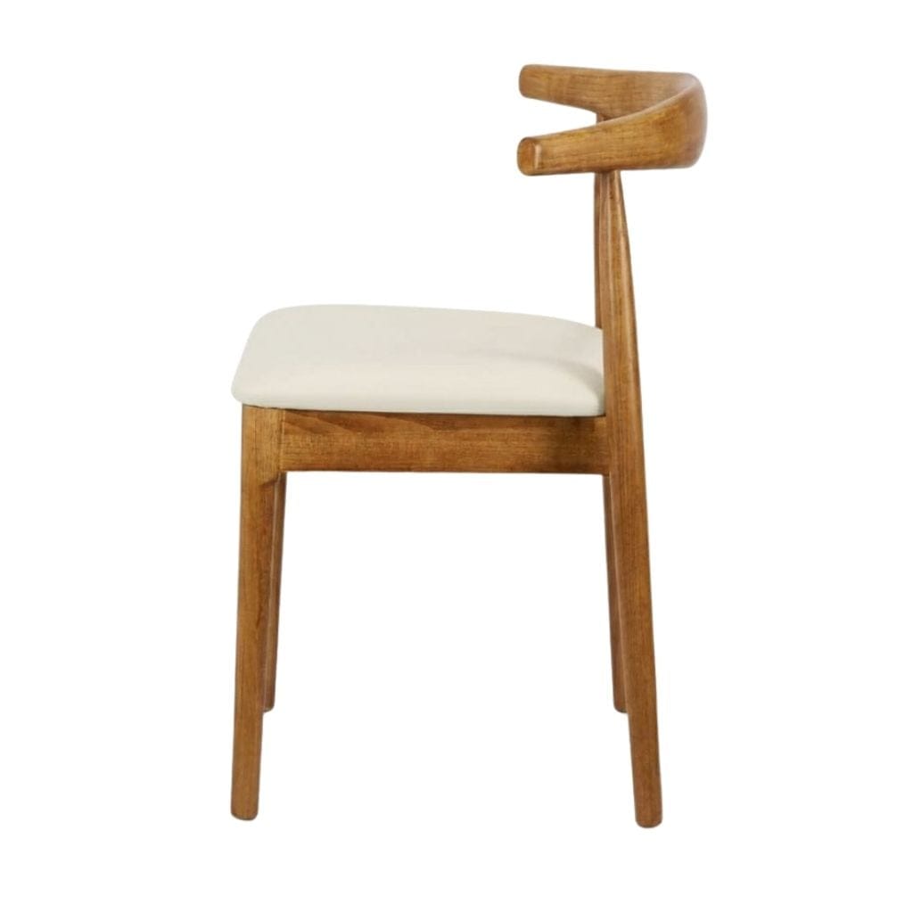 Chivari Chestnut Horn Wood Chair with Ivory Vinyl Cushion CHWC-SHVIV-KT