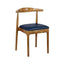 Chestnut Wood Horn Chair with Navy Blue Vinyl Cushion
