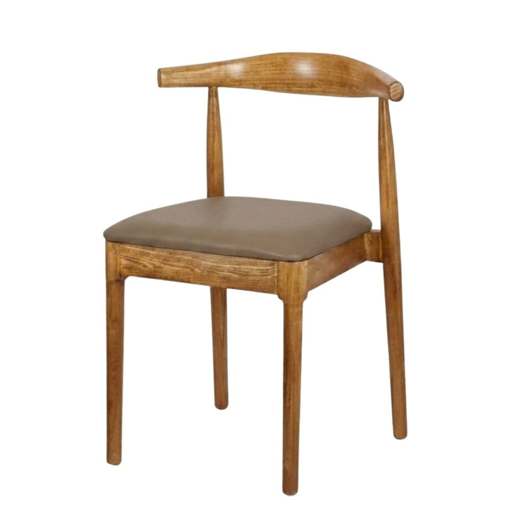 Chivari Chestnut Wood Horn Chair with Taupe Vinyl Cushion CHWC-SHVTP-KT