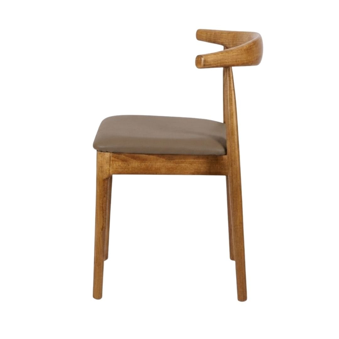 Chivari Chestnut Wood Horn Chair with Taupe Vinyl Cushion CHWC-SHVTP-KT