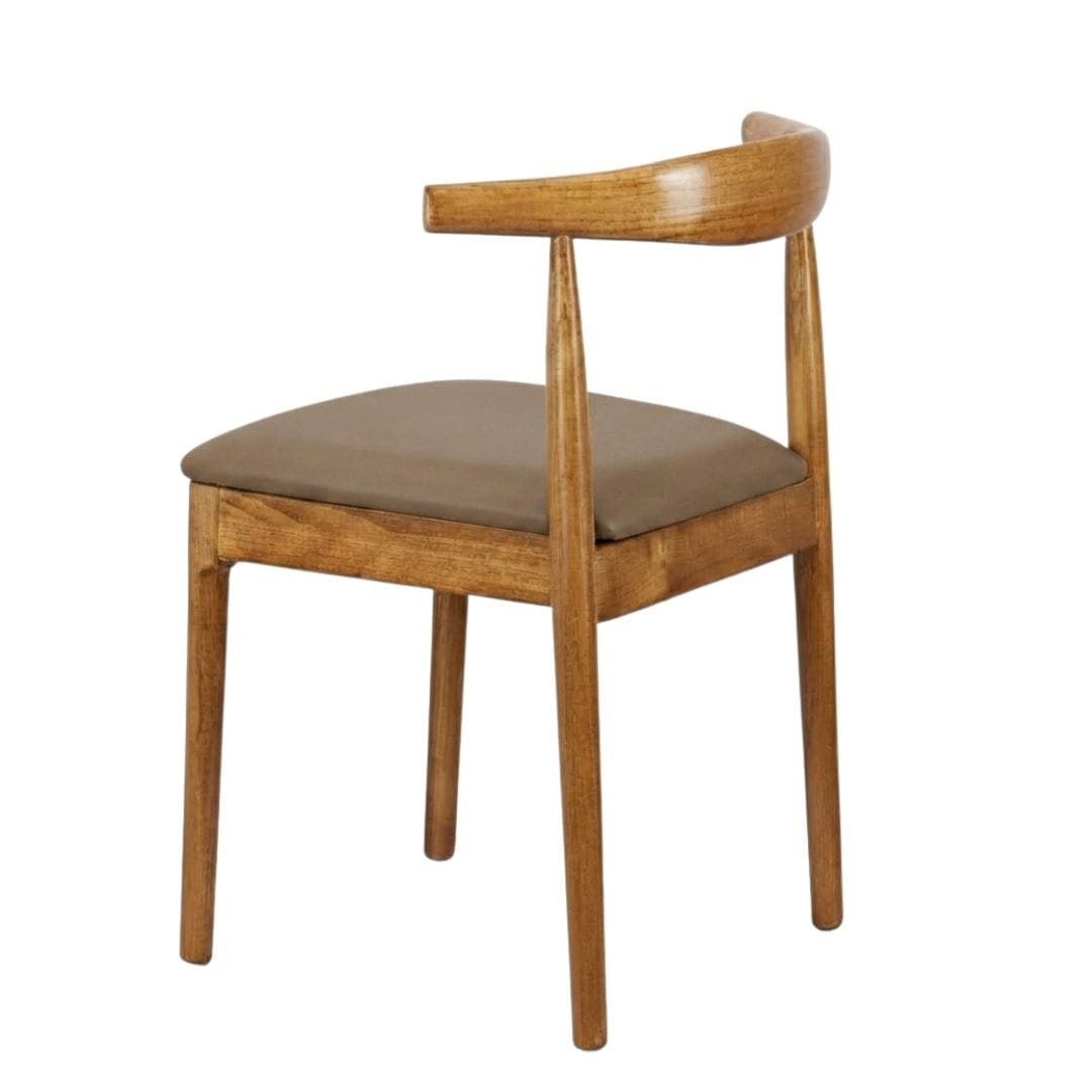 Chivari Chestnut Wood Horn Chair with Taupe Vinyl Cushion CHWC-SHVTP-KT