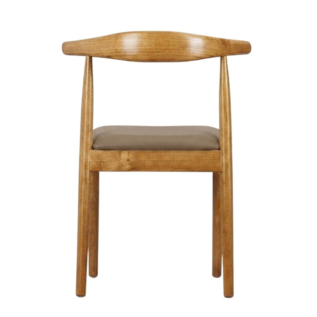 Chivari Chestnut Wood Horn Chair with Taupe Vinyl Cushion CHWC-SHVTP-KT