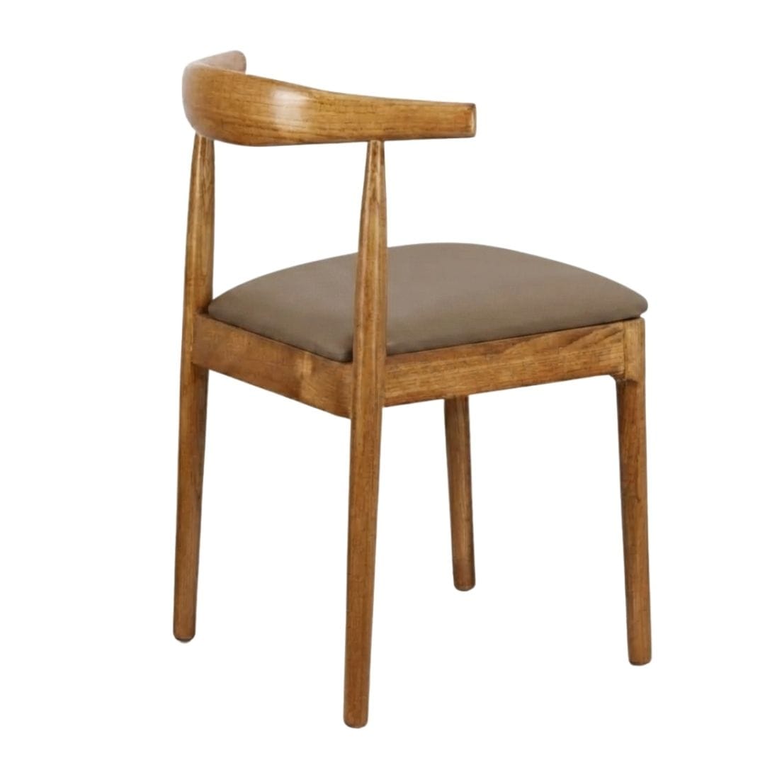 Chivari Chestnut Wood Horn Chair with Taupe Vinyl Cushion CHWC-SHVTP-KT